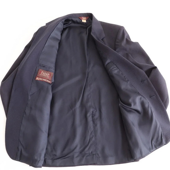 Vintage Farah Clothing Company Navy Double Button 100% Wool Blazer Size 40R - Picture 6 of 16